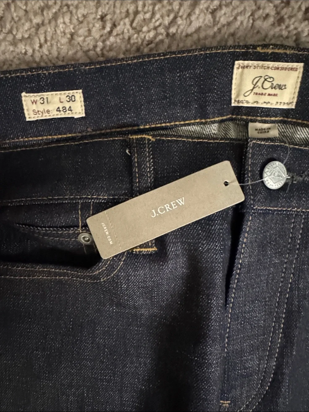 J. Crew 484 Slim Fit Japanese Selvedge Denim Jeans Dark Wash 31x30 NWT